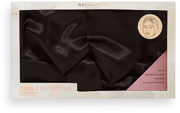 Сатиновая повязка для волос - Revolution Haircare Satin Hair Wrap Black — фото N2