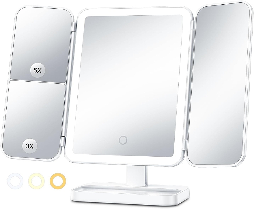 Дзеркало для макіяжу з LED підсвіткою і акумулятором, біле - Aimed Makeup Mirror 360 — фото N2