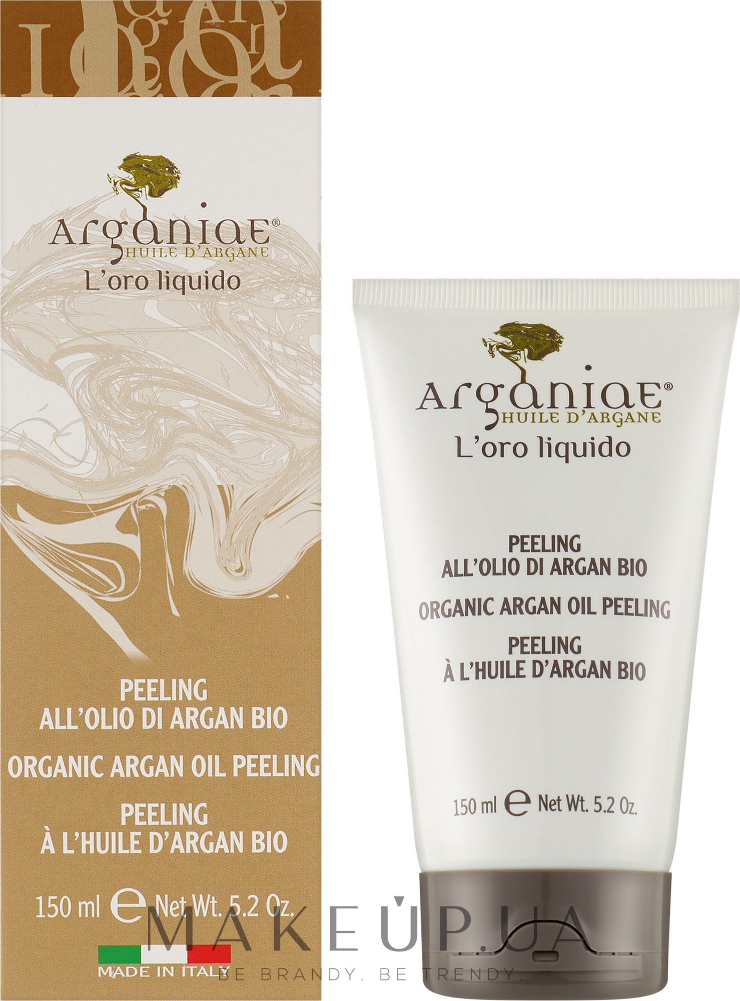 Пилинг с микросферами для лица и тела с органическим аргановым маслом - Arganiae L'oro Liquido Organic Argan Oil Peeling — фото 150ml