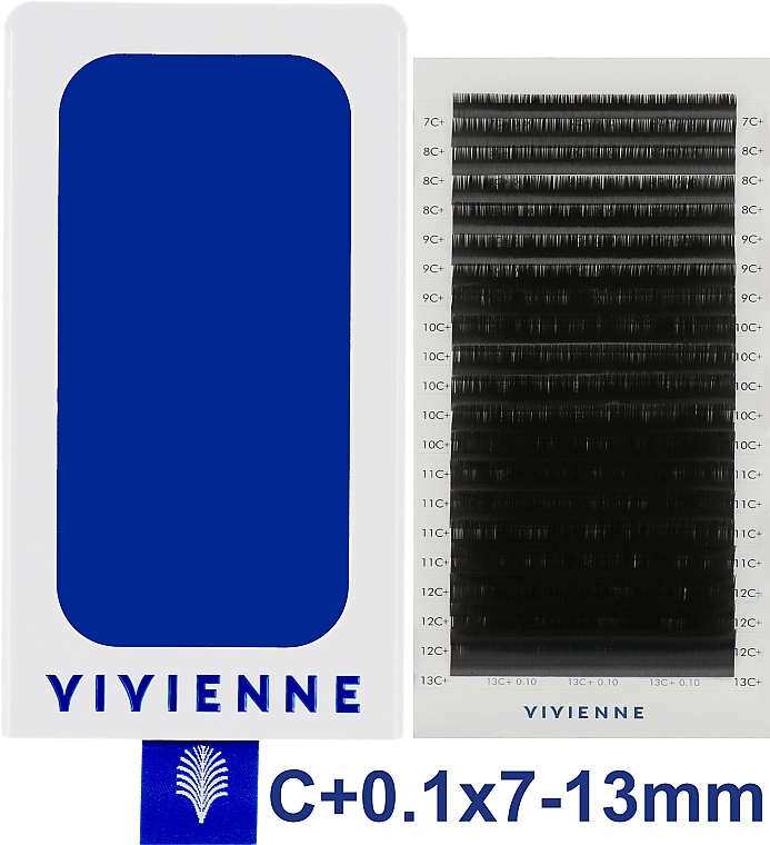 Накладные ресницы "Elite", черные, 20 линий (mix, 0,1, С + , 7-13) - Vivienne — фото N1