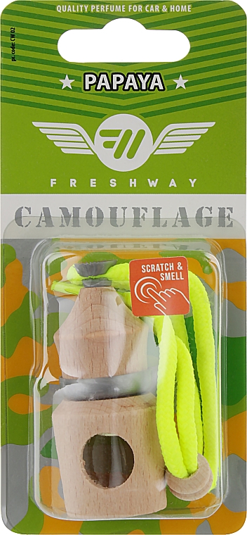Ароматизатор корковий "Папая" для авто - Fresh Way Camouflage Wood Papaya — фото N1