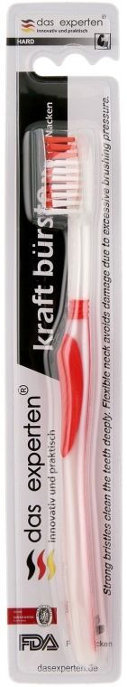 Зубная щетка жесткая для глубокой очистки налета, красная - Das Experten Kraft
