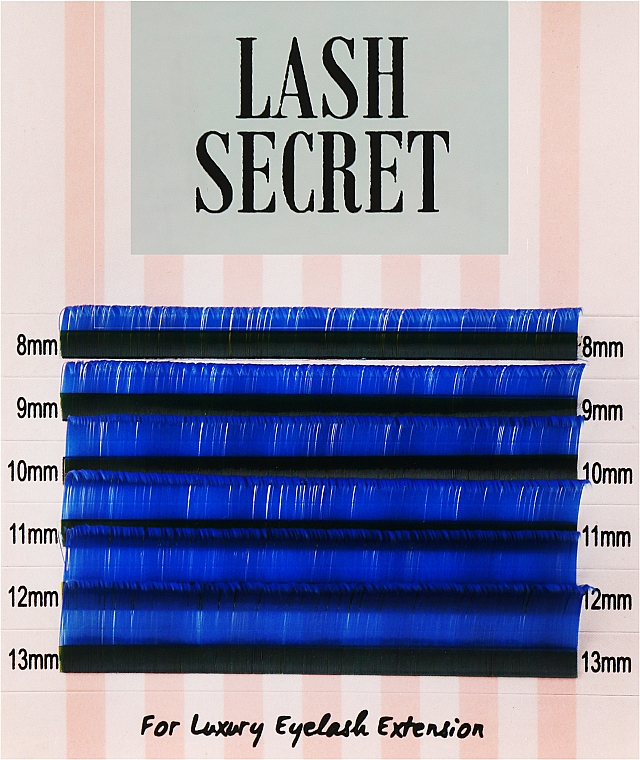 Накладні вії, сині, mix, 6 ліній (0,07, D, (8-13)) - Lash Secret — фото N1