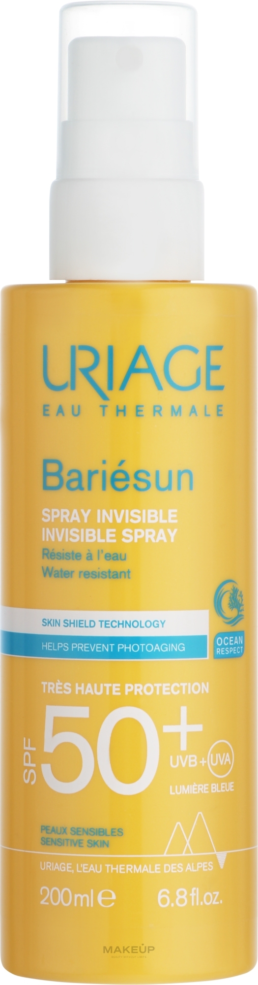 Невидимий захисний спрей для обличчя та тіла - Uriage Bariesun Protective Spray SPF 50 — фото 200ml