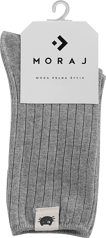 Довгі жіночі шкарпетки, сірі з котиком - Moraj — фото N1