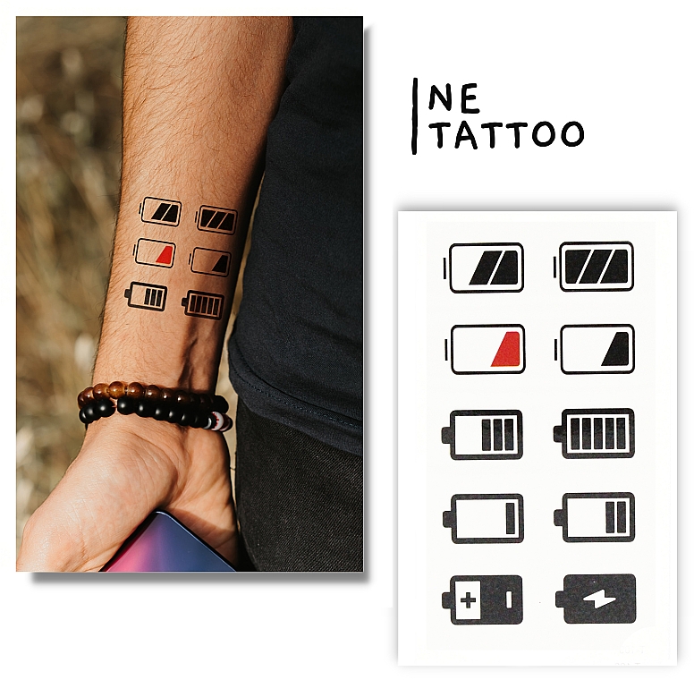 Временная переводная татуировка «Энергия» - или неоновая светящаяся тату