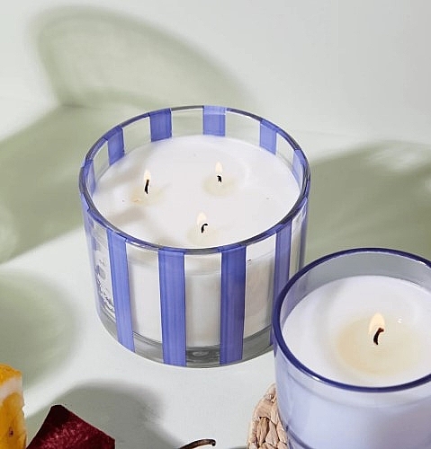 Ароматична свічка у склянці, 3 ґноти - Paddywax Al Fresco Striped Glass Candle Rosemary & Sea Salt — фото N2