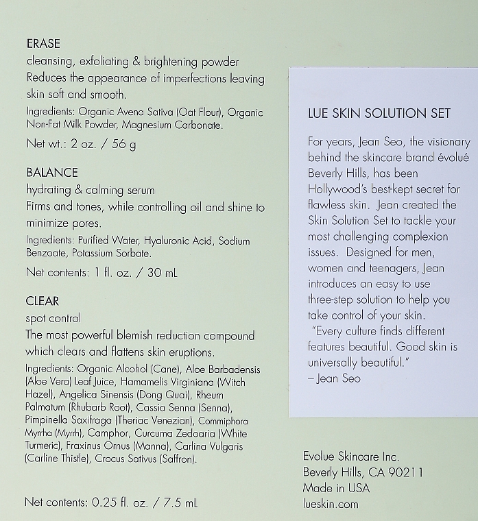Набор средств для ухода за кожей - Evolue LUE by Jean Seo Skin Solution Set (pudr/56g + ser/30ml + ser/7.5ml) — фото N5