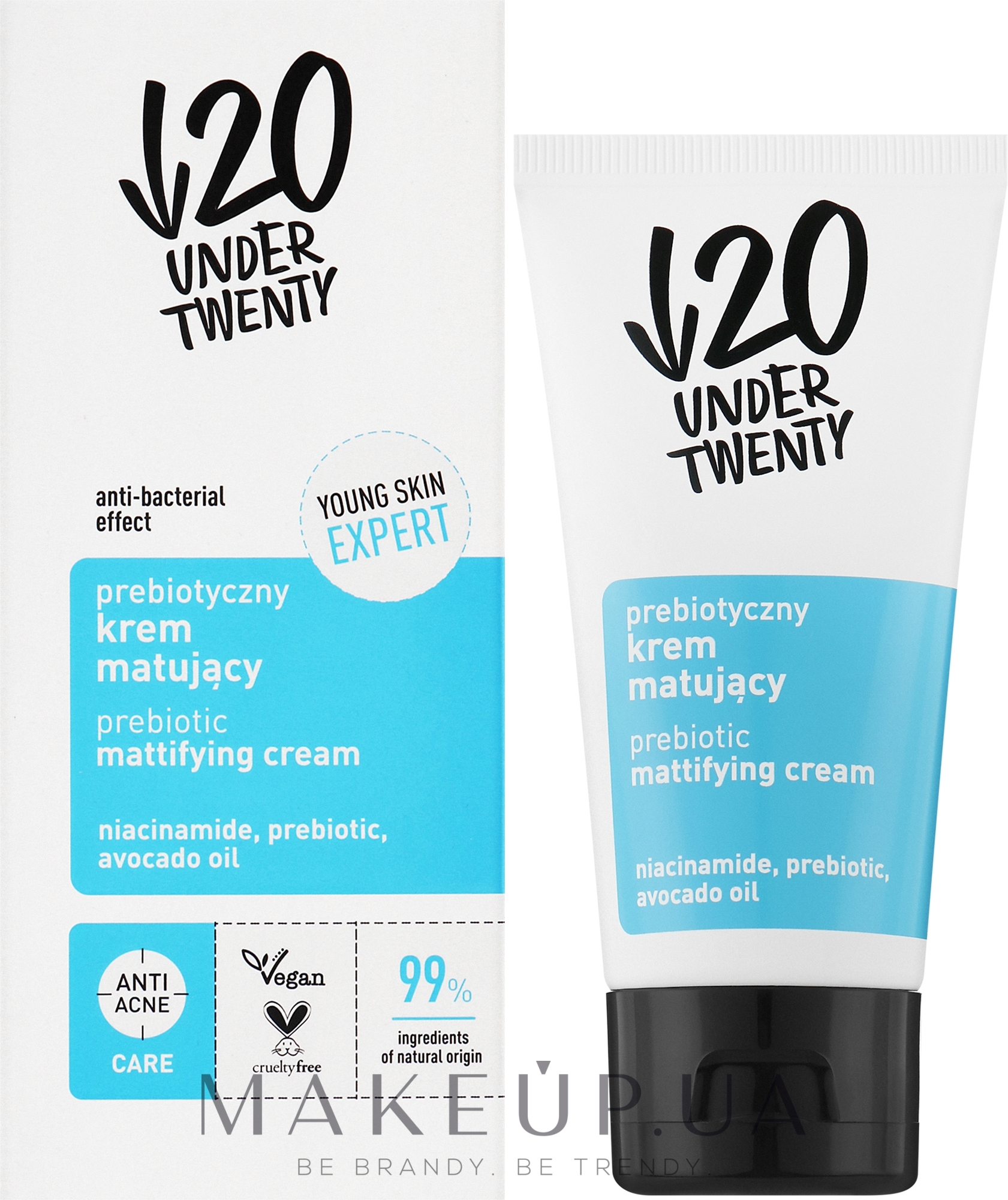 Матирующий пробиотический крем для лица - Under Twenty Anti! Acne Prebiotic Mattifying Cream — фото 50ml