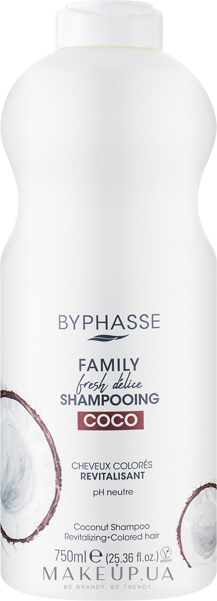 Шампунь для окрашенных волос с кокосом - Byphasse Family Fresh Delice Shampoo  — фото 750ml
