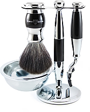 Духи, Парфюмерия, косметика Набор для бритья - Edwin Jagger Imitation Ebony & Chrome 4 Piece Mach3 Set Black Synthetic