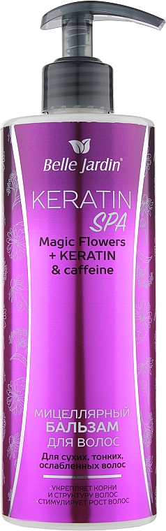 Мицеллярный бальзам для сухих, тонких и ослабленных волос - Belle Jardin Keratin SPA Magic Flowers + Keratin & Caffeine