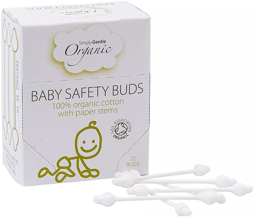 Детские ватные палочки с ограничителем - Simply Gentle Baby Organic Baby Safety Buds — фото N1