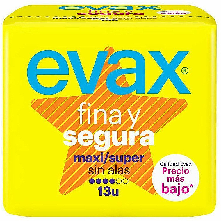 Гігієнічні прокладки "Максі супер", без крилець, 13 шт. - Evax Fina & Segura — фото N1