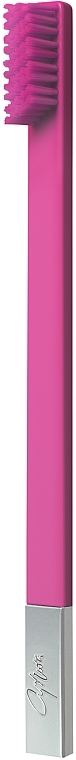 Зубна щітка м'яка, баблгам рожева матова зі сріблястим матовим ковпачком - Apriori — фото N2