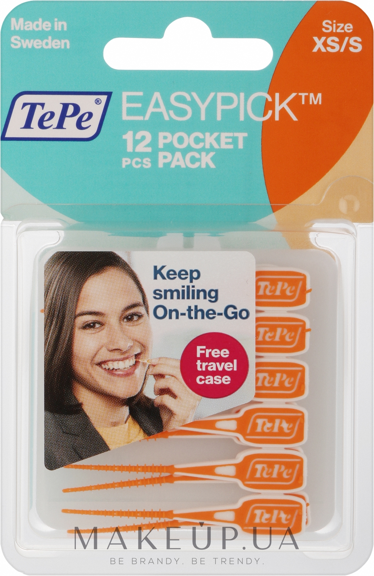 Силиконовые зубочистки + тревел-кейс, оранжевые, 36 шт. - TePe TePe EasyPick XS/S — фото 12шт
