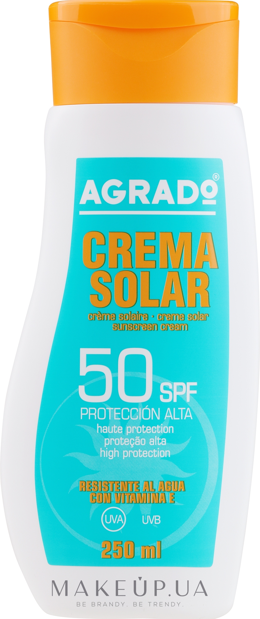 Сонцезахисний крем SPF30+ для тіла - Agrado Sun Solar Cream SPF50+ — фото 250ml