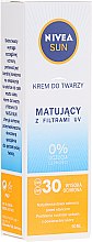 Духи, Парфюмерия, косметика Матирующий крем для лица - NIVEA Sun Matting Face Cream SPF 30