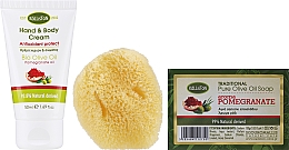 Набор, крем с маслом граната и мыло с ароматом граната - Kalliston Kit (soap/100g + b/cr/50ml + sponge/1pcs) — фото N2