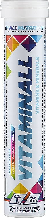 Шипучие таблетки «Витамины и минералы» со вкусом апельсина - Allnutrition VitaminAll Vitamins and Minerals Orange — фото N1