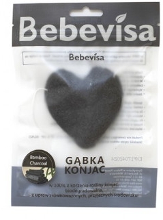 Спонж для умывания "Бамбуковый уголь", сердце - Bebevisa Konjac Sponge — фото N1