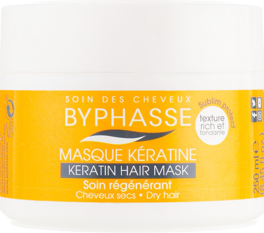 Маска для сухого і тьмяного волосся - Byphasse Keratin Hair Mask — фото N2