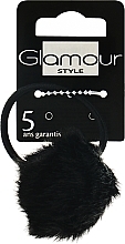 Парфумерія, косметика Резинка для волосся з хутряною прикрасою 415601, чорна - Glamour