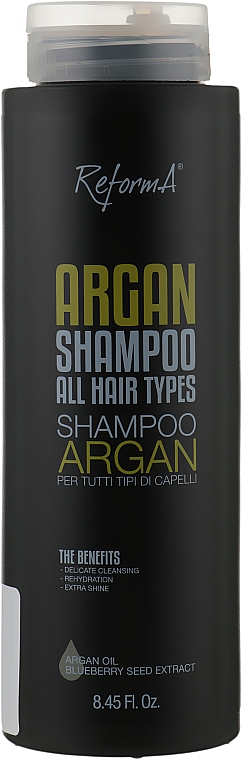 Аргановый шампунь для всех типов волос - ReformA Argan Shampoo For All Hair Types — фото N1