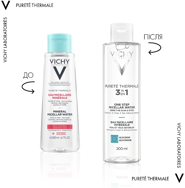 Міцелярна вода 3-в-1 для чутливої шкіри обличчя та очей - Vichy Purete Thermale 3in1 One Step Micellar Water — фото N2