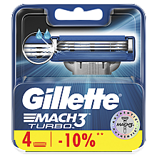 Сменные кассеты для бритья, 4 шт. - Gillette Mach3 Turbo — фото N2