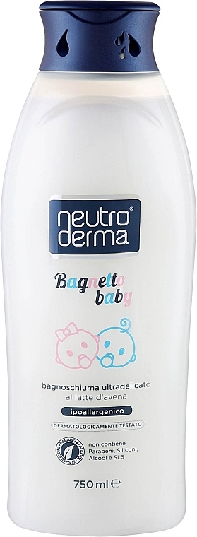 Дитячий ультраделікатний гель-піна для ванни з вівсяним молоком - Neutro Derma — фото N1