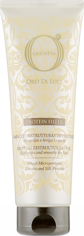 Липидная маска протеиновый филлер для волос - Barex Italiana Olioseta Oro Di Luce Impacco Ristrutturante Proteico 