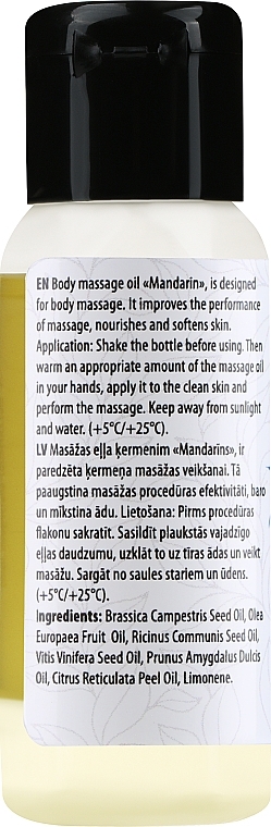 Масажна олія для тіла "Mandarin" - Verana Body Massage Oil — фото N2