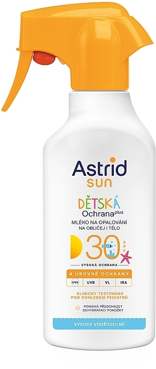 Детское молочко для загара лица и тела, в спрее - Astrid Kids Protection Plus Sun Milk SPF 30 — фото N1