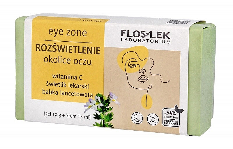 Набор - Floslek Eye Zone Brightening Around The Eyes (eye/gel/10g + eye/cr/15ml) — фото N1