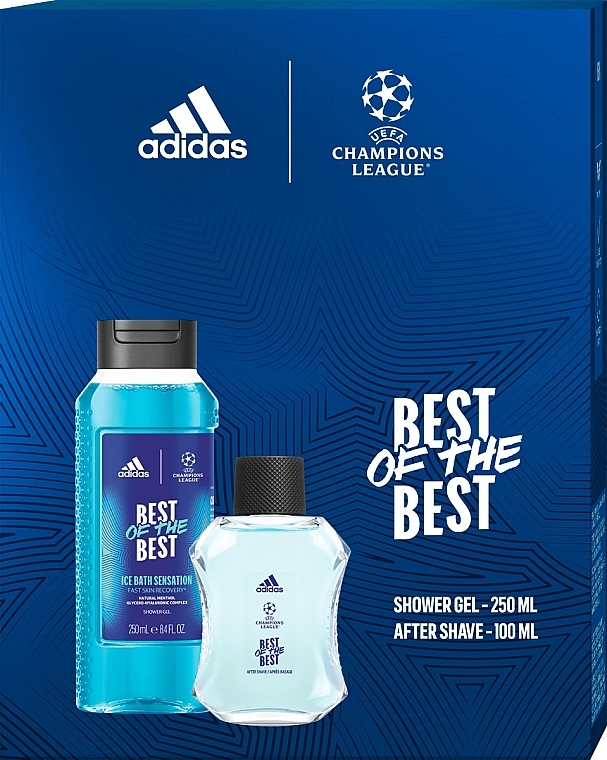 Adidas UEFA 9 Best Of The Best - Набор (aft/shave/100ml + sh/gel/250ml) — фото N1