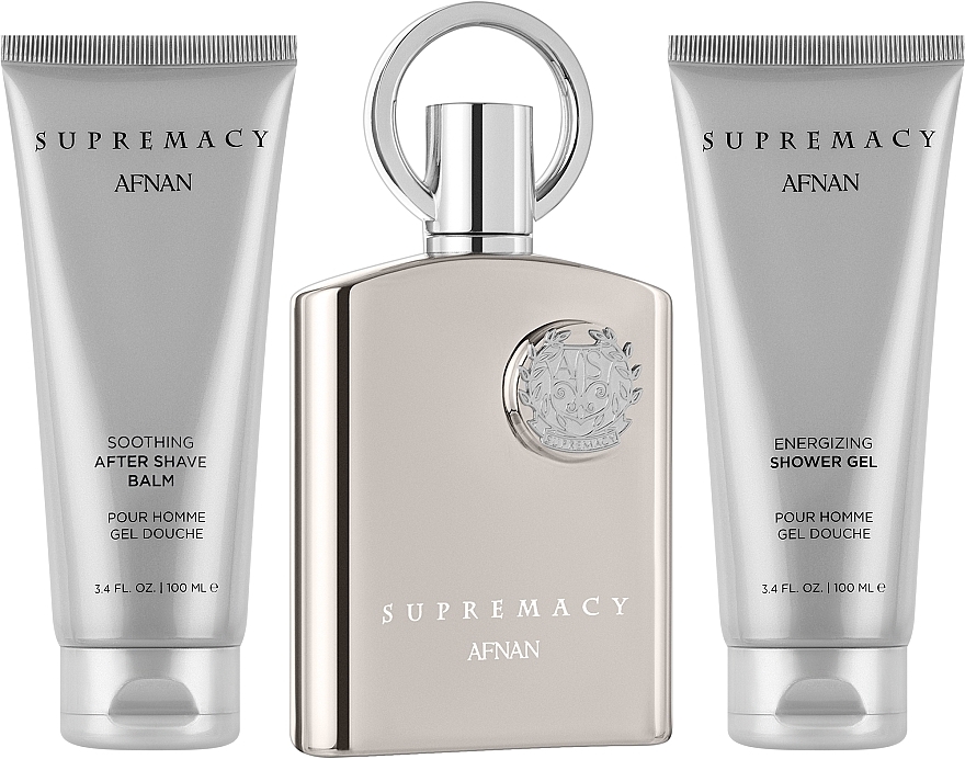 Afnan Perfumes Supremacy Silver - Набір (edp/100ml + sh/gel/100ml + af/sh/balm/100ml) — фото N2
