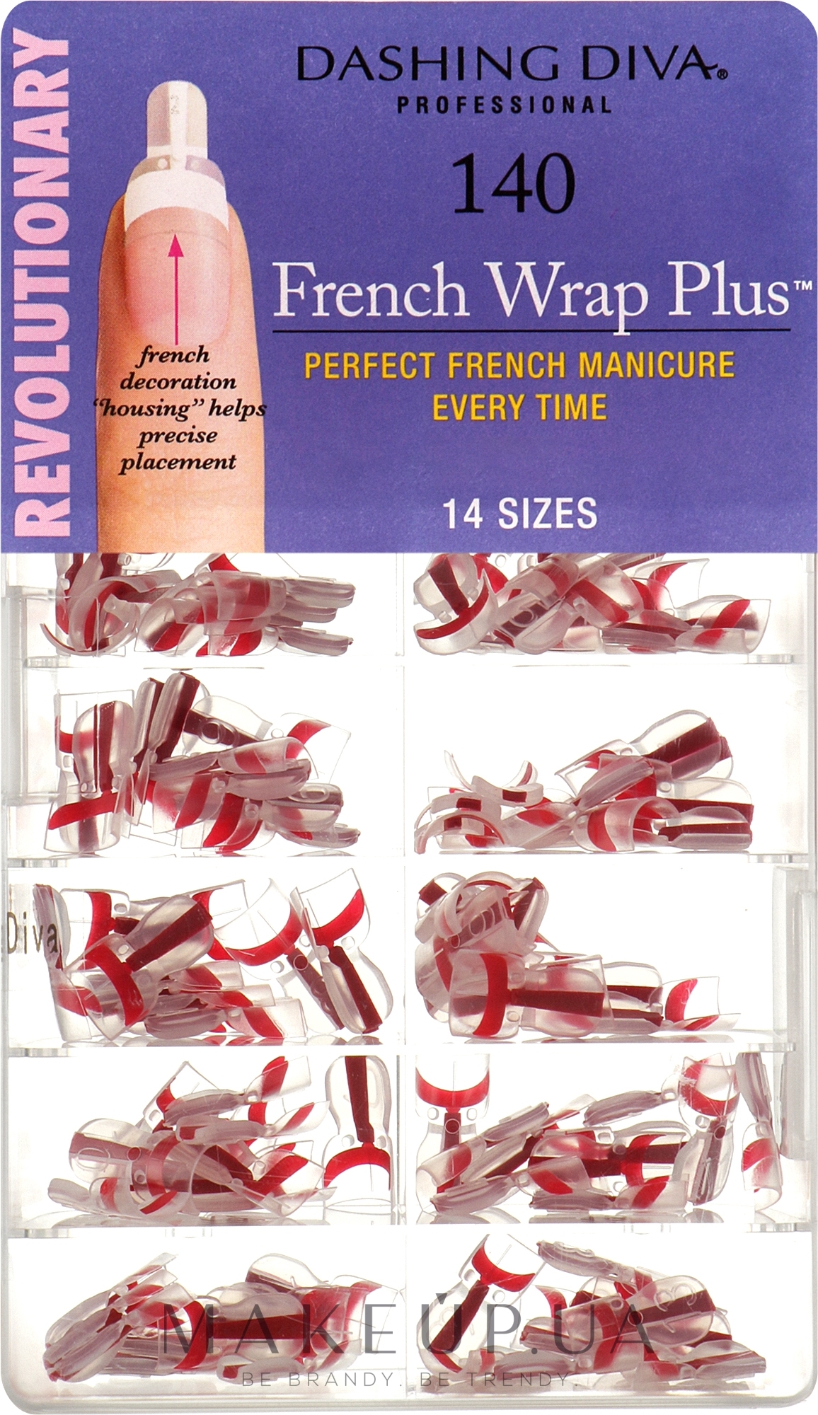 Тіпси вузькі кольорові - Dashing Diva French Wrap Plus Color 140 Tips — фото Красный