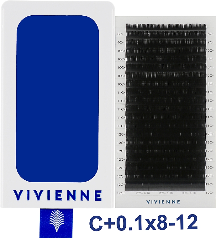 Накладные ресницы "Elite", черные, 20 линий (mix, 0,1, С + , 8-12) - Vivienne — фото N1