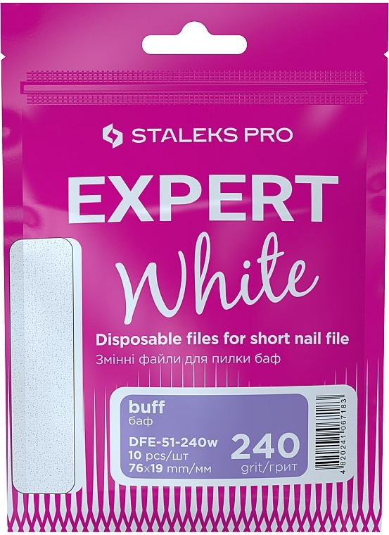 Набор сменных файлов для бафа маникюрного, 240 грит, DFE-51-240w - Staleks Pro Expert White — фото N1