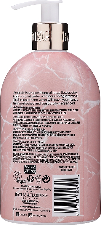 Жидкое мыло для рук - Baylis & Harding Elements Pink Blossom & Lotus Flower Luxury Hand Wash — фото N2