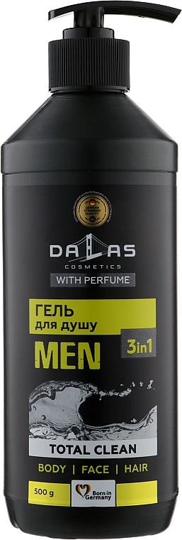 Мужской шампунь-гель для душа 3в1 - Dalas Cosmetics Total Clean