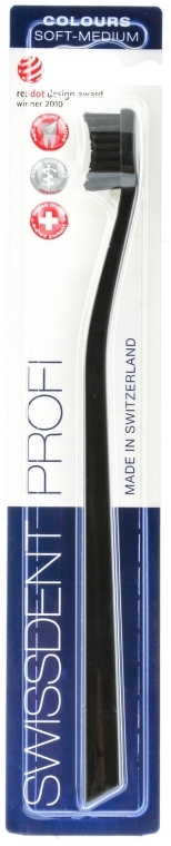 Зубная щетка, средне-мягкая, черная с черной щетиной - SWISSDENT Profi Colours Soft-Medium — фото N1