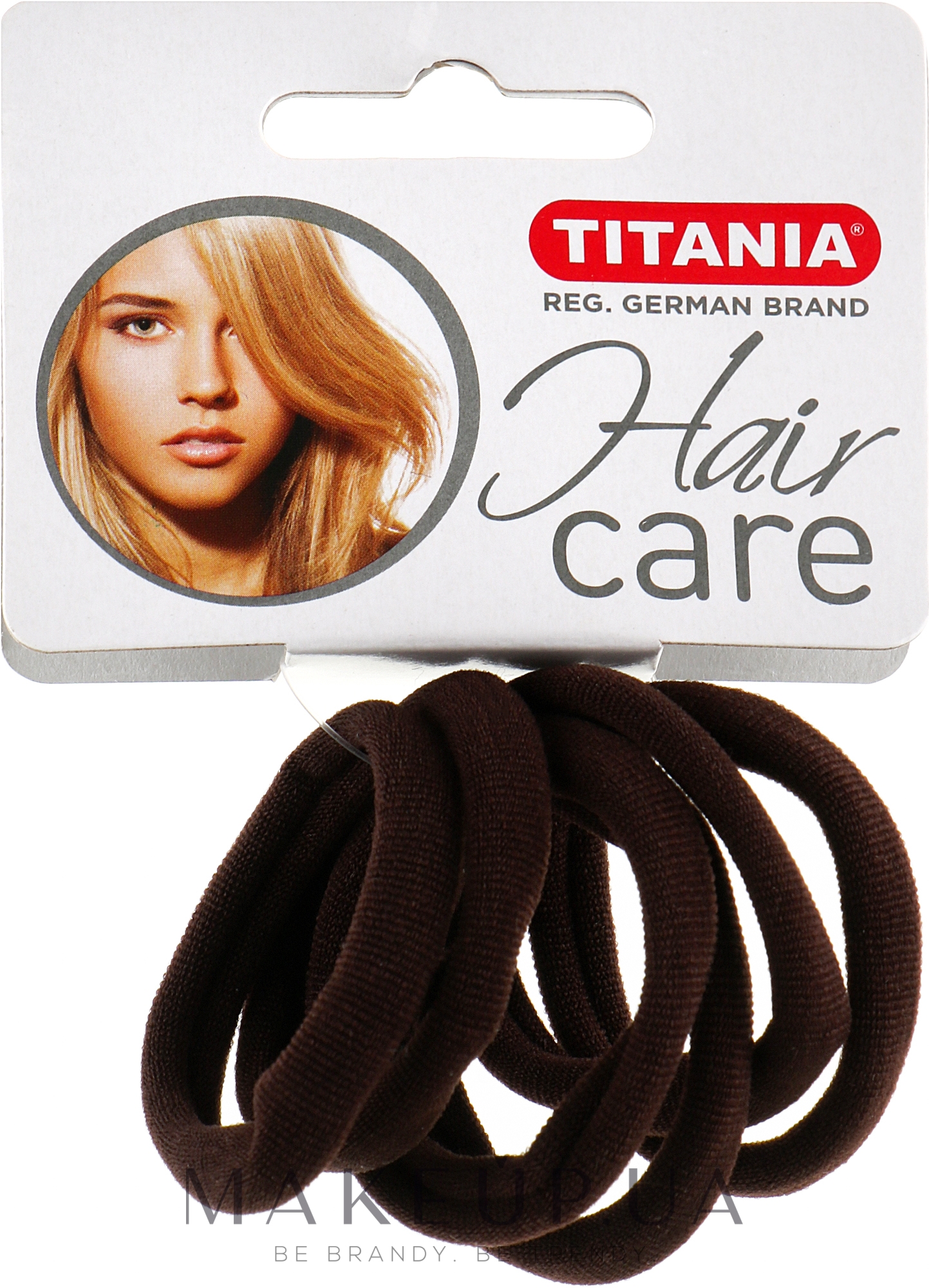 Резинка для волосся маленька, коричнева, 6шт - Titania — фото 6шт