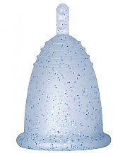 Духи, Парфюмерия, косметика Менструальная чаша с ножкой, размер L, голубой с глиттером - MeLuna Classic Menstrual Cup Stem