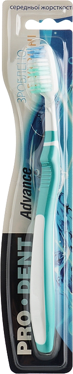 Зубна щітка ''Advance'', середньої жорсткості, біло-зелена - Pro Dent — фото N1