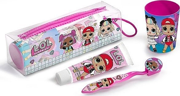 Набор - Cartoon Lol Surprise Set (toothpaste/75ml + toothbrush/1pcs + glass/1pcs + case/1pcs) — фото N1