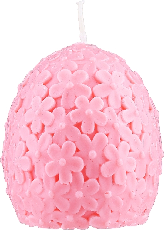 Декоративна свічка "Яйце з квітами" з ароматом просекко, рожева - KaWilamowski — фото N1