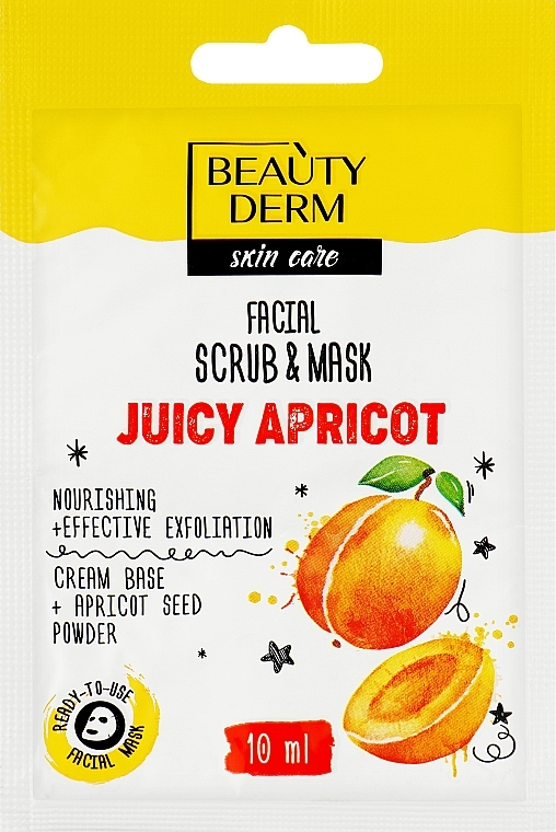 Маска-скраб для обличчя "Juicy Apricot" - Beauty Derm Facial Scrub & Mask (міні) — фото N1