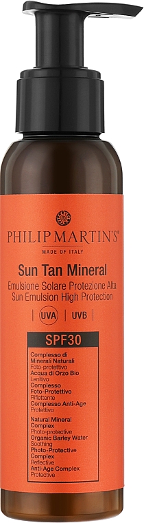 Сонцезахисна мінеральна емульсія - Philip Martin's Sun Tan Mineral SPF 30 — фото N1